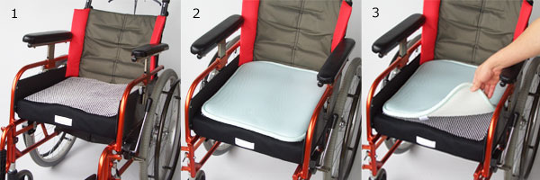 床ずれナース車椅子用クッションと夏用膝掛けセット　三次元立体繊維立体織物　旭化成 通気性良く蒸れ軽減するクッション｜車いす、オフィスチェアー